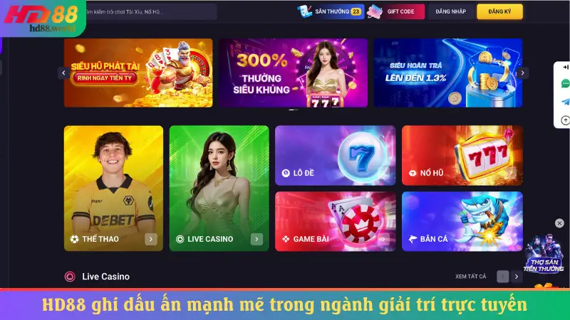 HD88 ghi dấu ấn mạnh mẽ trong ngành giải trí trực tuyến
